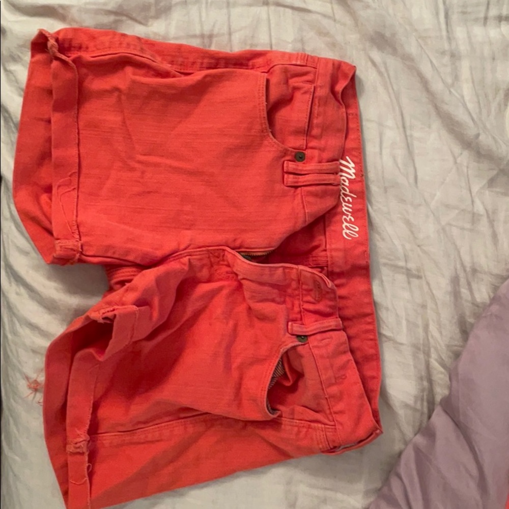 Madewell Shorts in Red-Orange denim